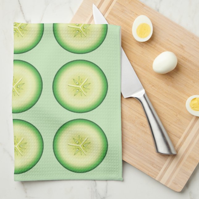 Cucumber Slices Pattern Tea Towel (Quarter Fold)