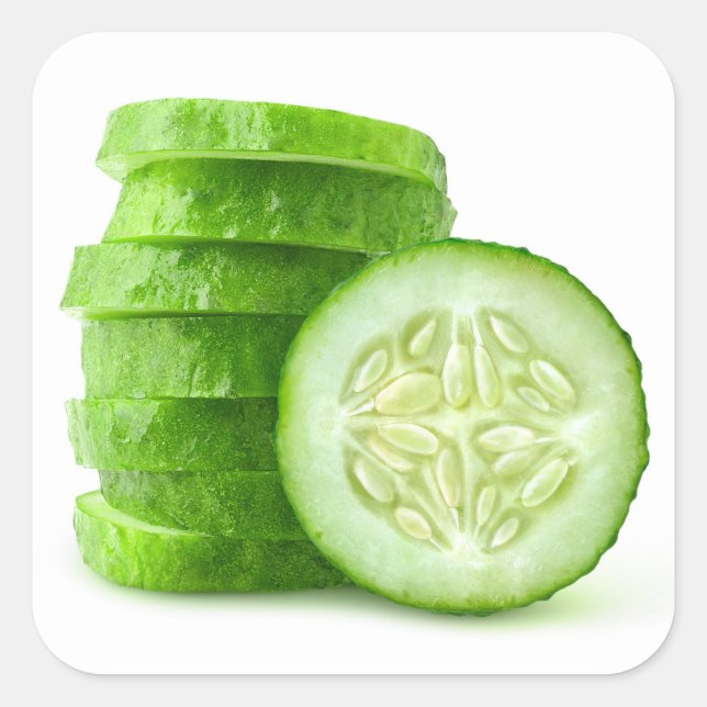 Cucumber slices square sticker (Front)