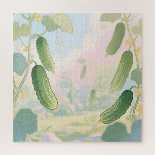 Cucumber Vine Garden Whimsical Jigsaw Puzzle