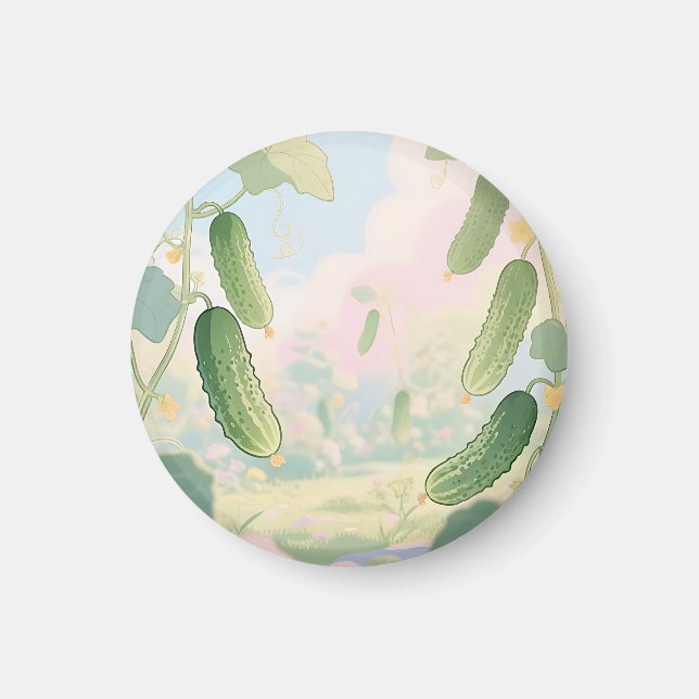 Cucumber Vine Garden Whimsical Magnet (Front)