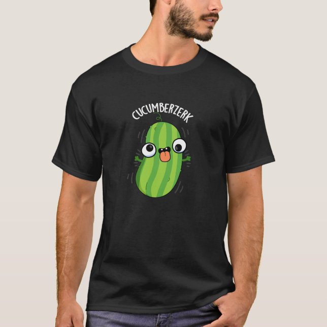 Cucumberzerk Funny Berzerk Cucumber Pun Dark BG T-Shirt (Front)