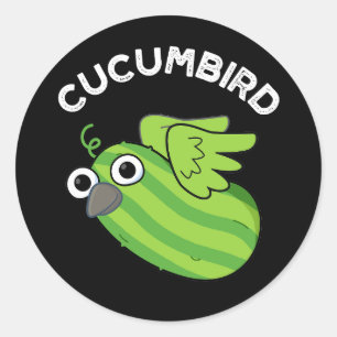Cucumbird Funny Veggie Cucumber Pun Dark BG Classic Round Sticker