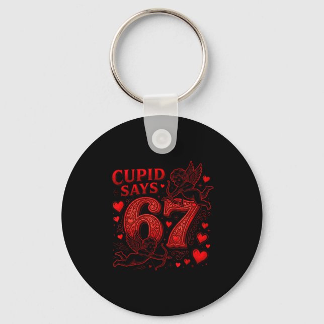Cud Says 67 Cute Funny Valentines Day 6 7 Couple L Key Ring (Front)