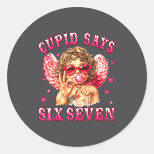 Cud Says Six Seven Funny 6-7 Meme Hand Valentines Classic Round Sticker