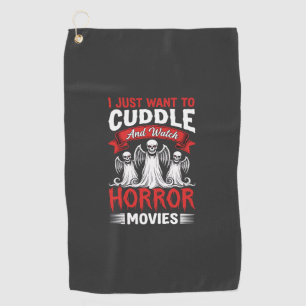 Cuddle and Watch Horror Movies Skeleton Halloween Golf Towel