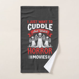 Cuddle and Watch Horror Movies Skeleton Halloween Hand Towel