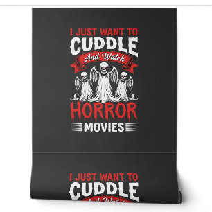 Cuddle and Watch Horror Movies Skeleton Halloween  Wallpaper