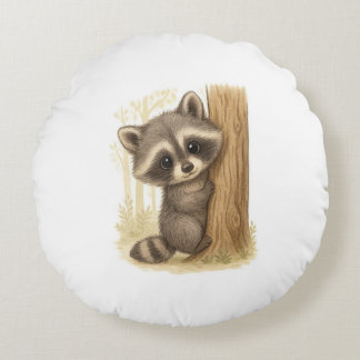 Cuddle Buddy Racoon Round Cushion