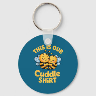 Cuddle Cute Bee Couple Funny Matching Key Ring