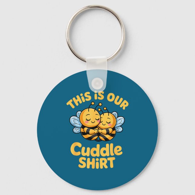Cuddle Cute Bee Couple Funny Matching  Key Ring (Front)