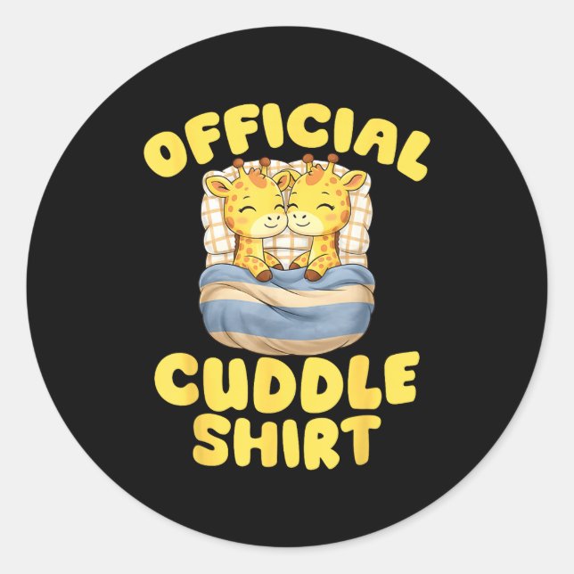 Cuddle Cute Giraffes Couple Valentine's Day  Classic Round Sticker (Front)