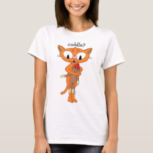 cuddle? Ginger Kitty with Sock Monkey T-Shirt