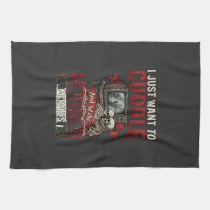 Cuddle Horror Movies Halloween Skulls Retro Tv Mon Tea Towel