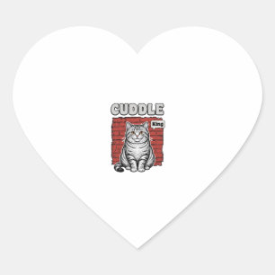Cuddle King Vintage Cat Shirt Design_1 Heart Sticker