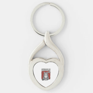 Cuddle King Vintage Cat Shirt Design_1 Key Ring