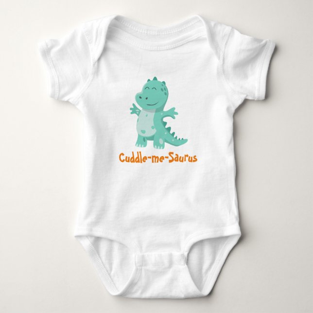 Cuddle-Me-Saurus: Huggable Dino Delight Baby Bodysuit (Front)