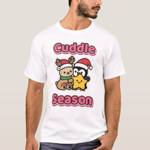 Cuddle Season Cute Reindeer and Penguin Hug T-Shirt