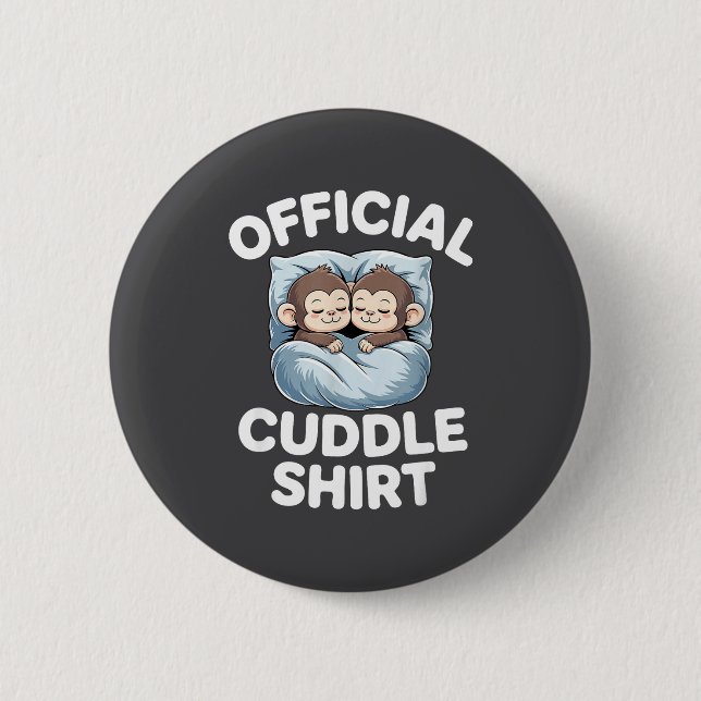 Cuddle Shirt Cute Sleepy Monkey Couple  6 Cm Round Badge (Front)