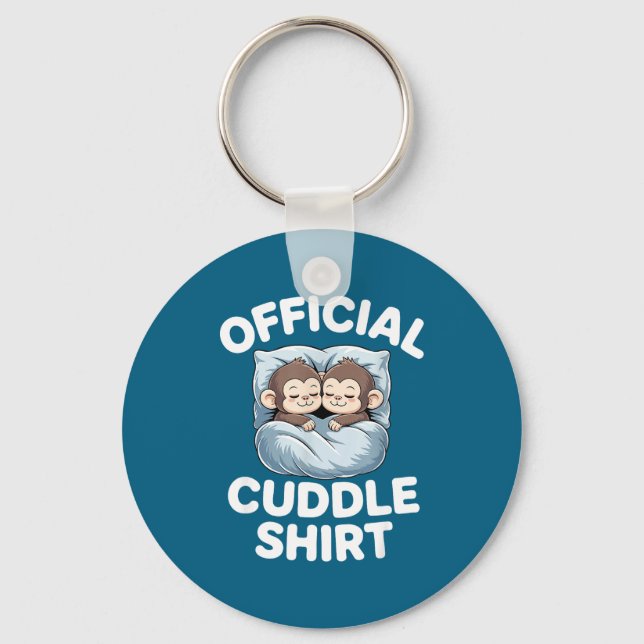 Cuddle Shirt Cute Sleepy Monkey Couple  Key Ring (Front)