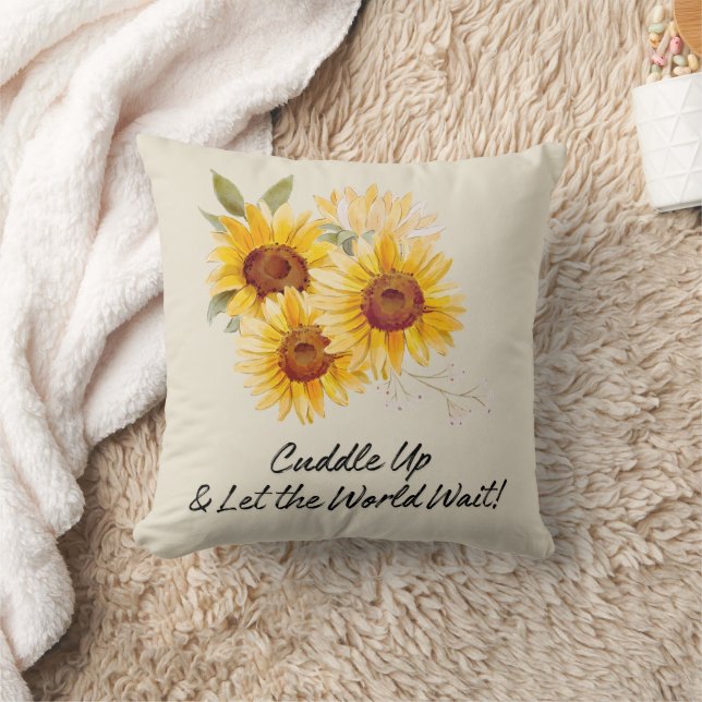 Cuddle Up With Sunflowers Throw Pillow (Blanket)
