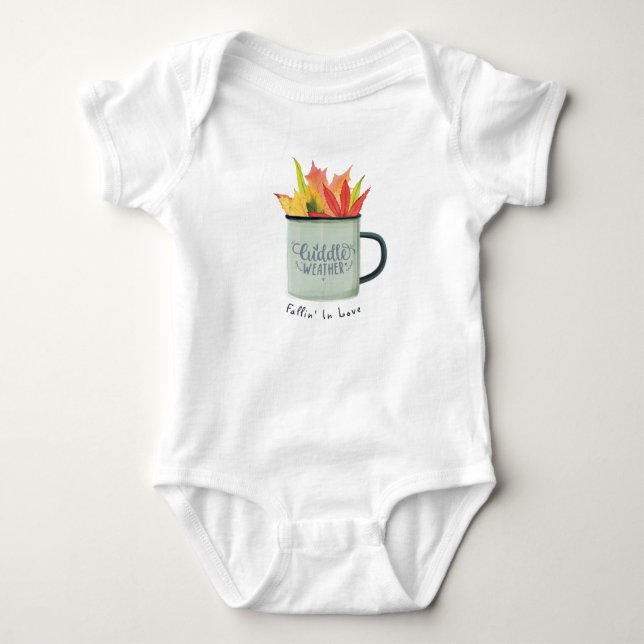 Cuddle Weather Watercolor Fall Leaves Autumn  Baby Bodysuit (Front)