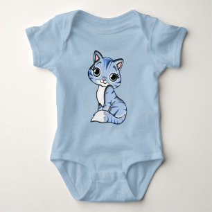 Cuddles blue kitty baby bodysuit