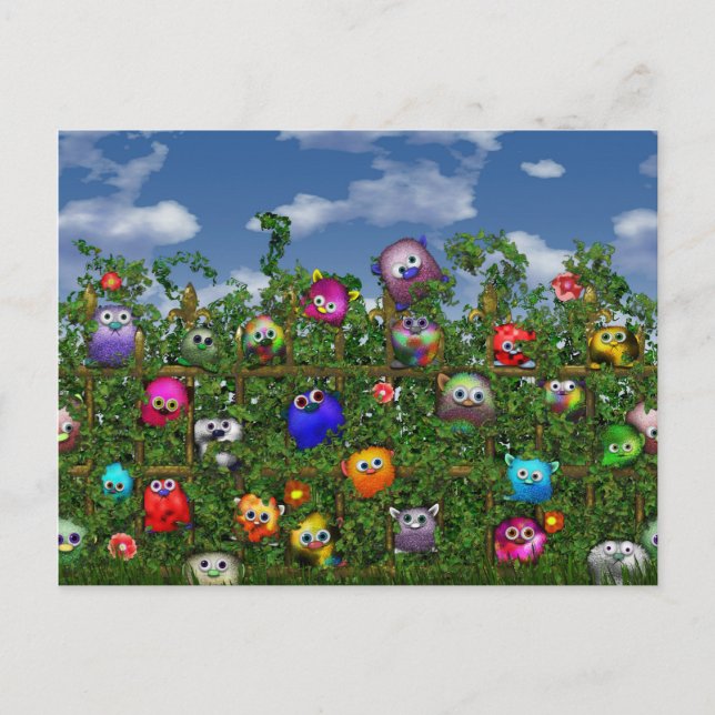 Cuddles by the fence postcard (Front)