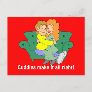 Cuddles make it all right postcard