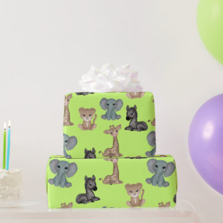 Cuddles on Olive Green Wrapping Paper