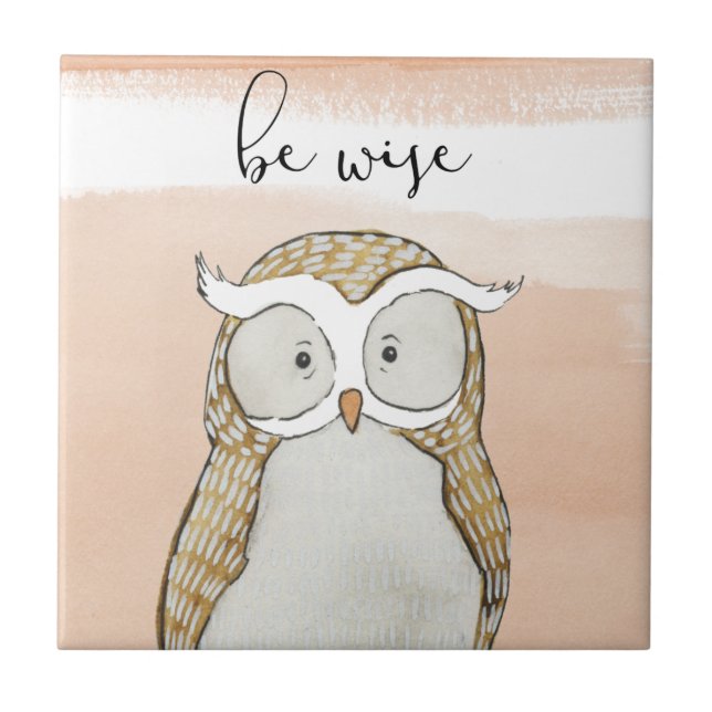 Cuddlies Owl | Be Wise Ceramic Tile (Front)