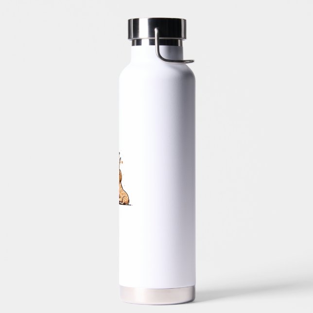Cuddling Bear And Giraffe In Love.   Water Bottle (Left)