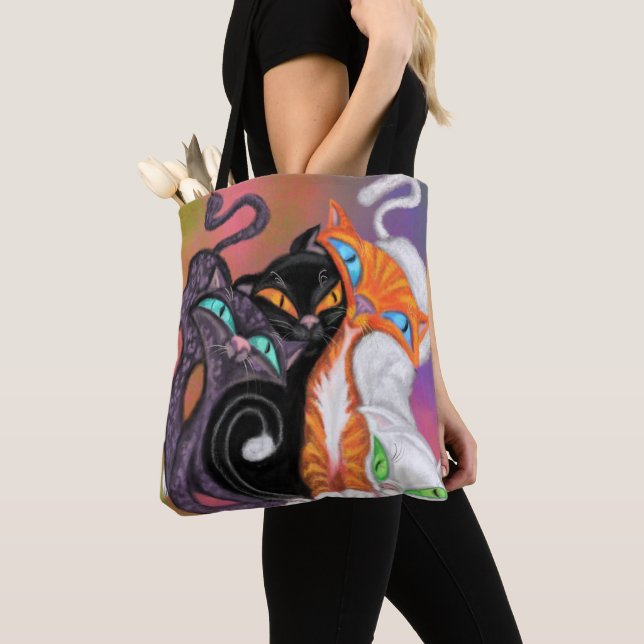Cuddling Cats Tote Bag (Close Up)