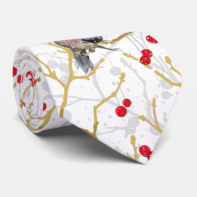 Cuddling Chickadees Romance Neck Tie (Rolled)