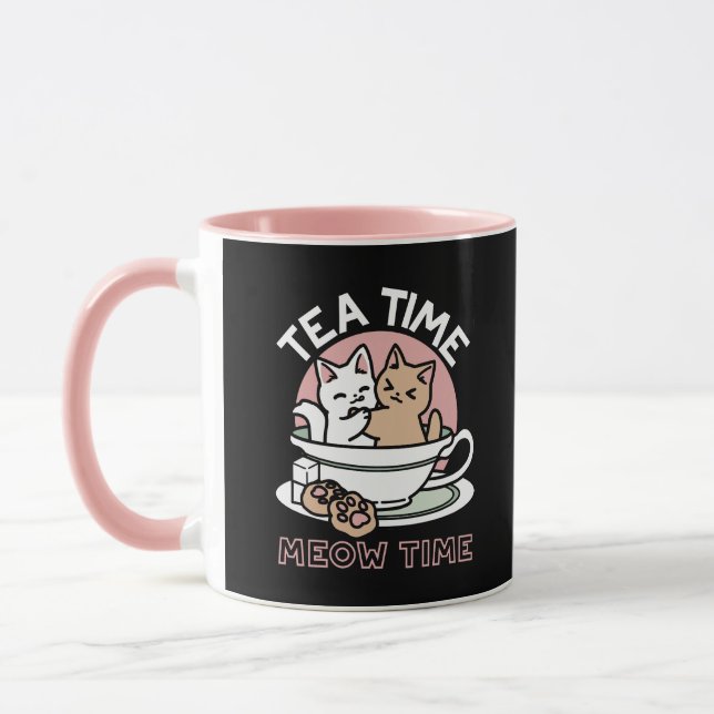 Cuddling Kitties in a Cup - Adorable Tea Time (Left)