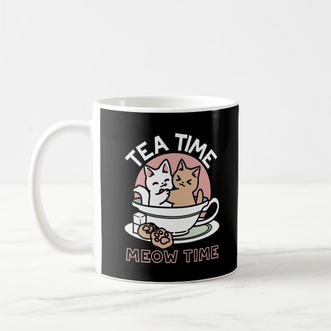 Cuddling Kitties in a Cup - Adorable Tea Time (Left)