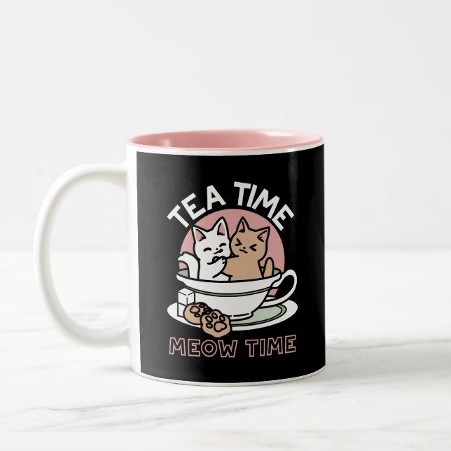 Cuddling Kitties in a Cup - Adorable Tea Time (Left)