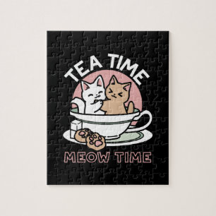 Cuddling Kitties in a Cup - Adorable Tea Time Jigsaw Puzzle
