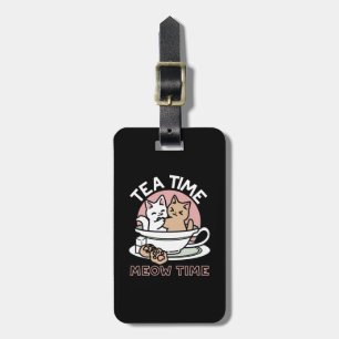 Cuddling Kitties in a Cup - Adorable Tea Time Luggage Tag