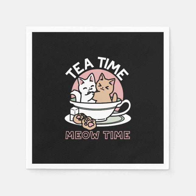 Cuddling Kitties in a Cup - Adorable Tea Time Napkin (Front)