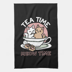 Cuddling Kitties in a Cup - Adorable Tea Time Tea Towel