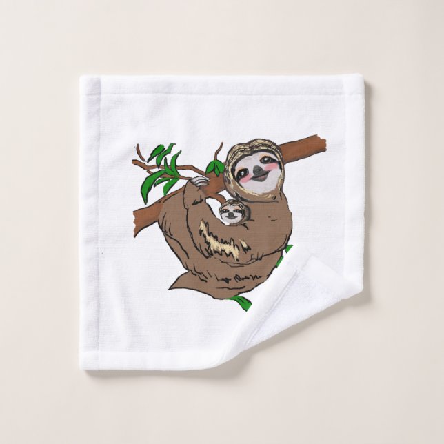 Cuddling Sloth Bath Towel Set (Wash Cloth)