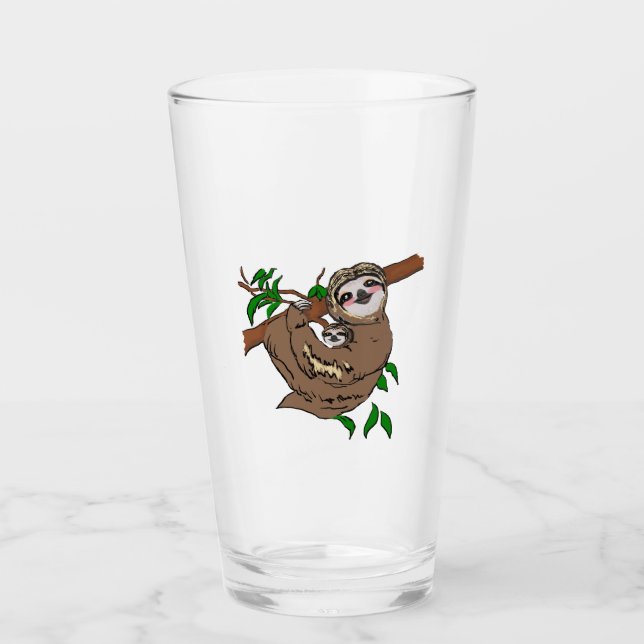 Cuddling Sloth Glass (Front)