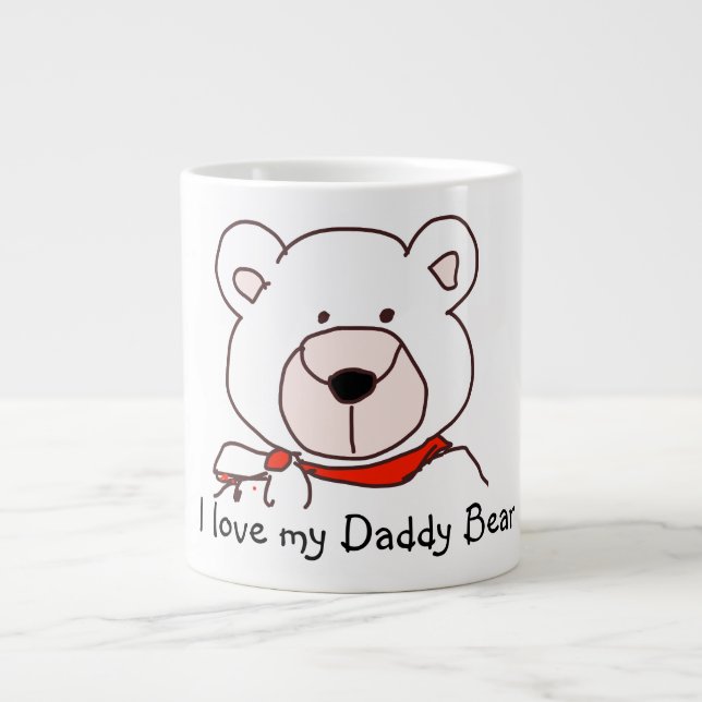 Cuddly Bear Illustration I love my Daddy Bear Large Coffee Mug (Front)