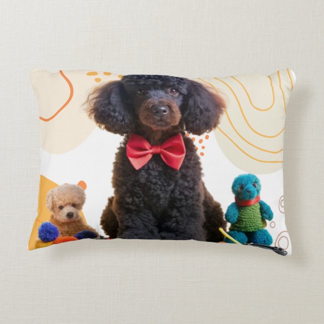   Cuddly Black Poodle Plush Throw Pillow Cover (Back)