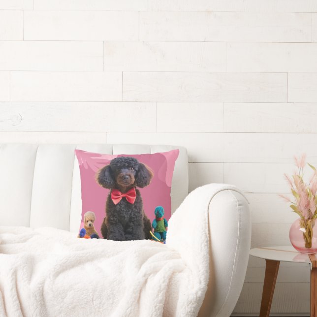   Cuddly Black Poodle Plush Throw Pillow Cover (Couch)
