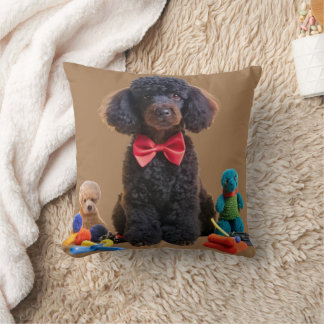 Cuddly Black Poodle Plush Throw Pillow Cover