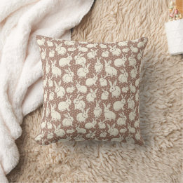 Cuddly Bunny Rabbits Bonanza - Mocha Mousse.   Cushion