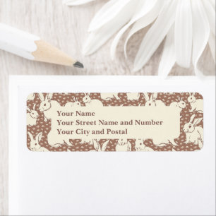 Cuddly Bunny Rabbits Bonanza - Mocha Mousse.  Return Address Label
