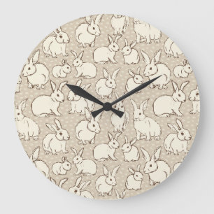 Cuddly Bunny Rabbits Bonanza - pattern. Large Clock