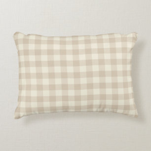 Cuddly Bunny Rabbits Gingham - neutral pattern.   Decorative Cushion